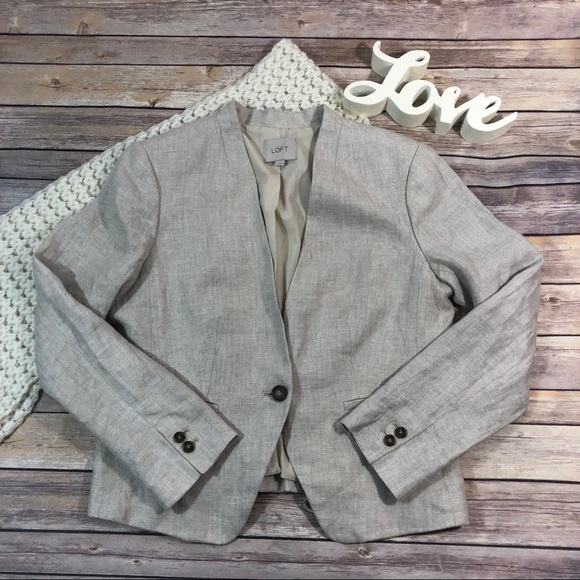 LOFT Jackets & Blazers - LOFT Cream Linen Blazer One Button Size 12